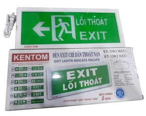 ĐÈN EXIT THOÁT HIỂM KENTOM/VN (1 HƯỚNG) 2 MẶT + KIỂM ĐỊNH