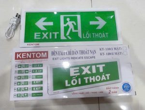 ĐÈN EXIT THOÁT HIỂM KENTOM/VN (2 HƯỚNG) 2 MẶT + KIỂM ĐỊNH